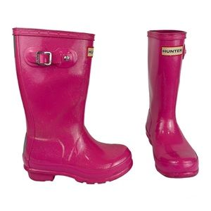 Hunter Boots Girls Sz 11 Pink Rain Boots Glitter